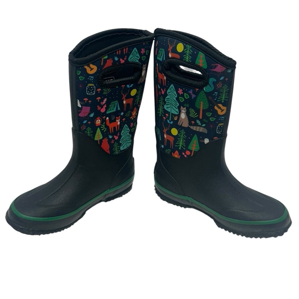 Lone Cone Mud Boots Muck Kids Size 12 Camp Black Green Tree Fox Raccoon Unisex - Picture 5 of 7